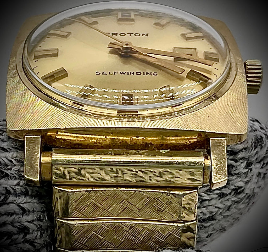 #1040 Vintage Croton Selfwinding 10k Gold Filled Gold Tone Watch ~ Working