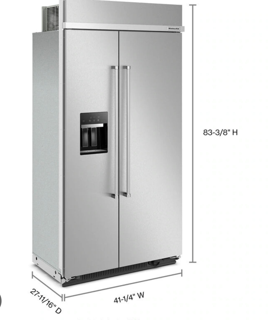 Kitchen Aid 25.1 Cu. Ft. 42" Built-In Side-By-Side Refrigerator With Ice And Water Dispenser