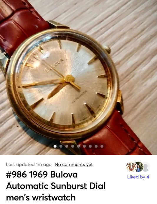 #986 Vintage Bulova Watch Automatic Sun Burst Dial 1969 Cal 11BLAC 17 Jewels