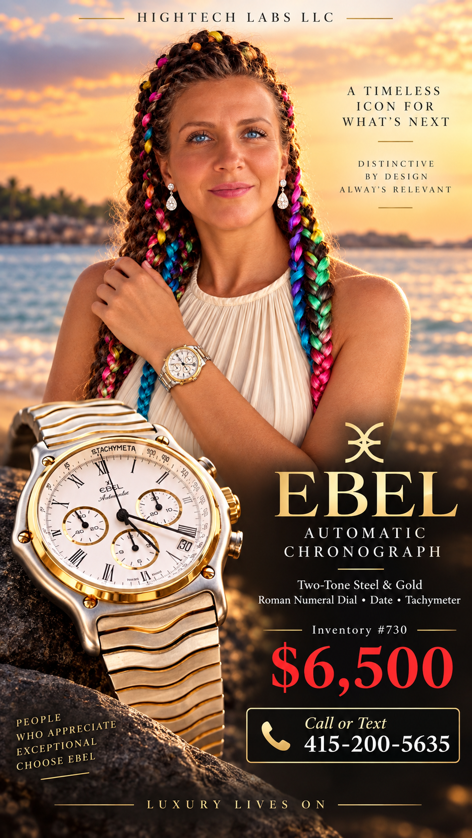 Ebel Primo Zenith 400 Steel Gold 2000s 18K Gold / Steel inv #730