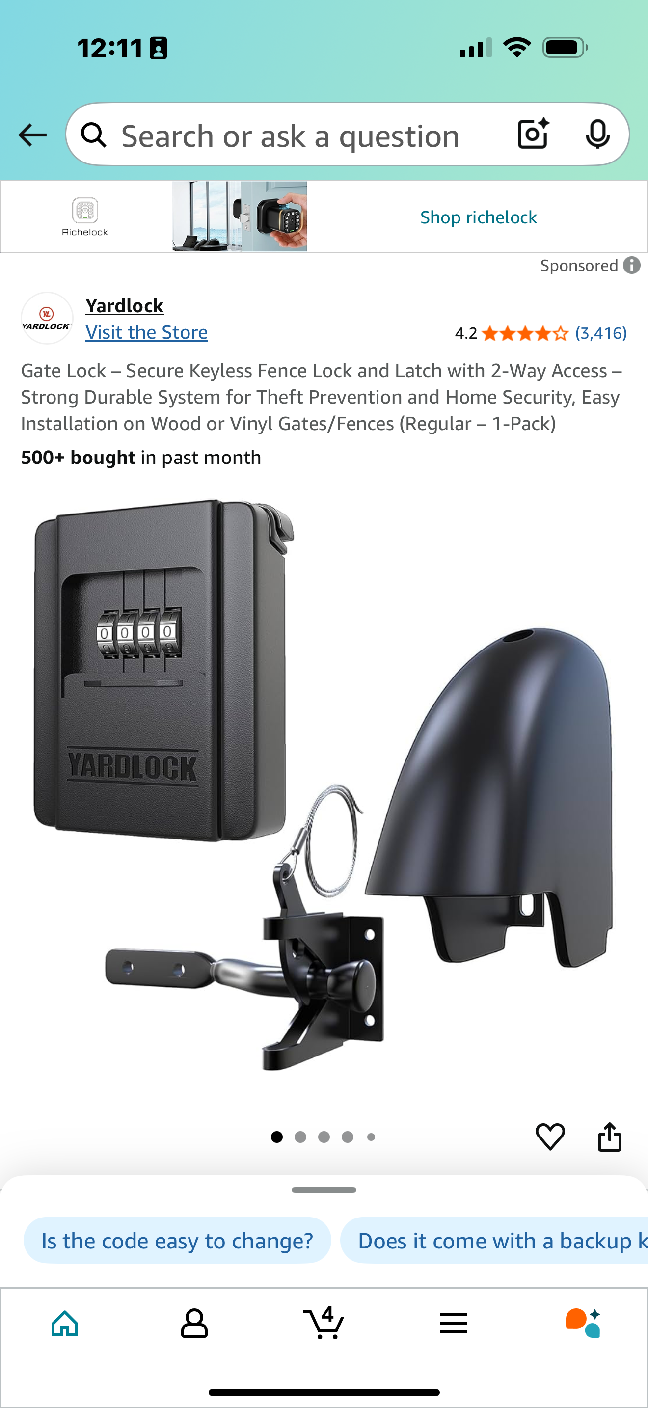 Gate Lock – Secure Keyless Fence Lock and Latch with 2-Way Access – Strong Durable System for Theft Prevention and Home Security, Easy Installation on Wood or Vinyl GatesFences (Regular – 1-Pack)