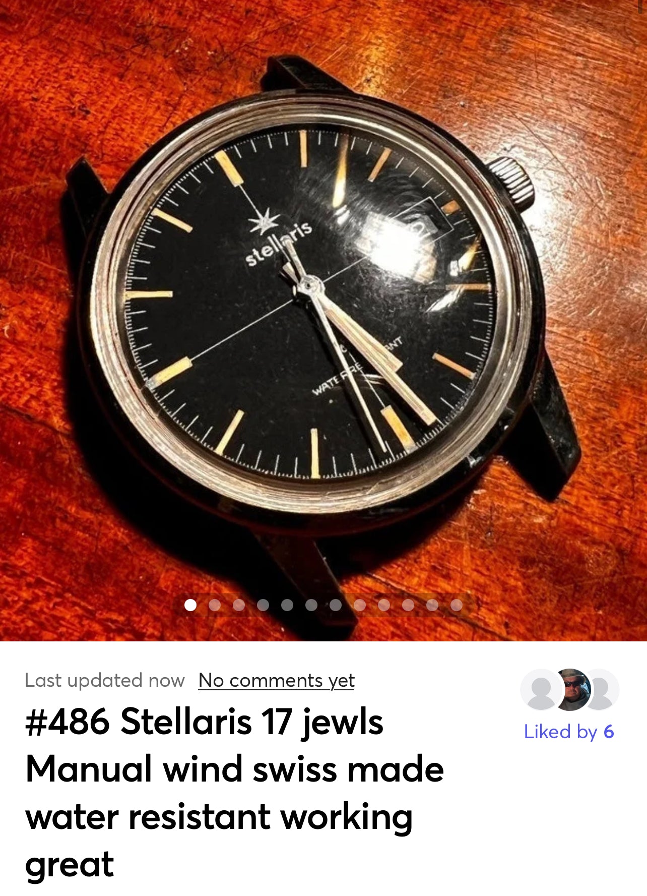 #486 Stellaris 17 jewls Manual wind swiss made water resistant working great and keeping time