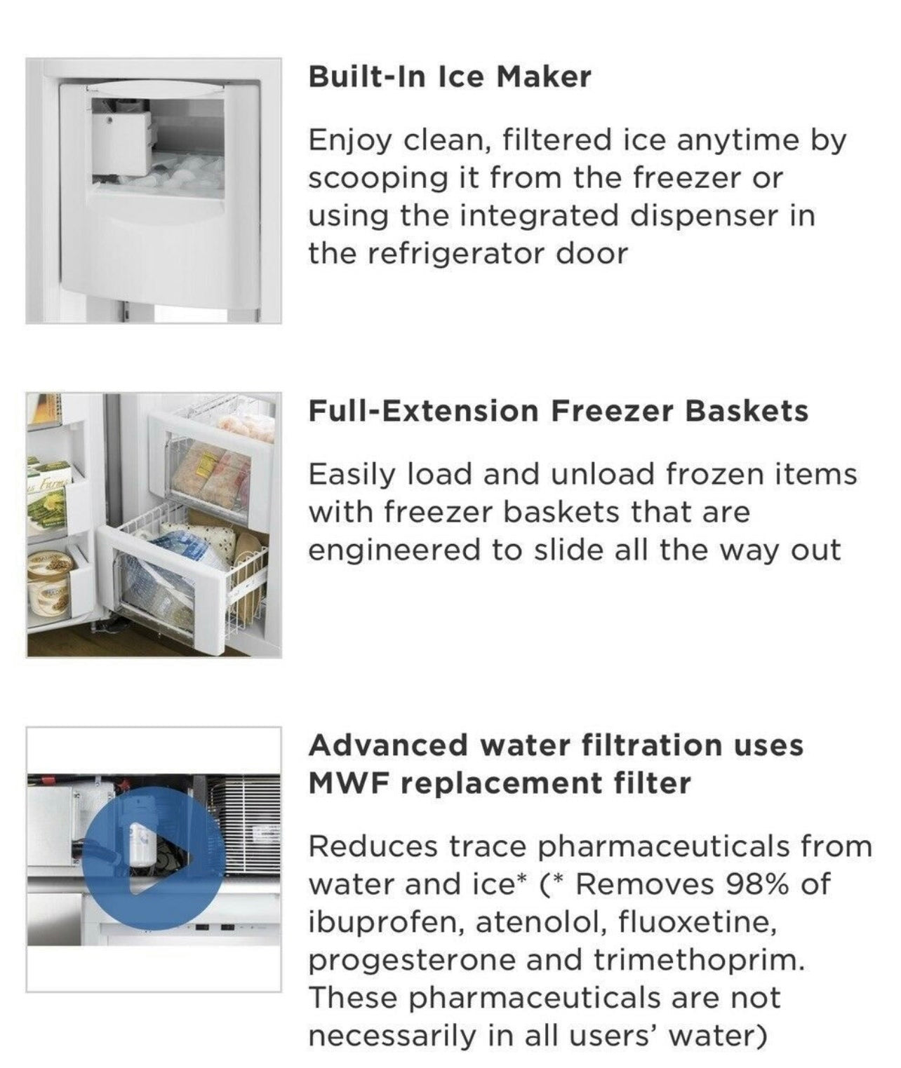 GE Profile 42" Double Door Huge 25.1 Cu. Ft. 42" Built-In Side-By-Side Refrigerator With Ice And Water Dispenser