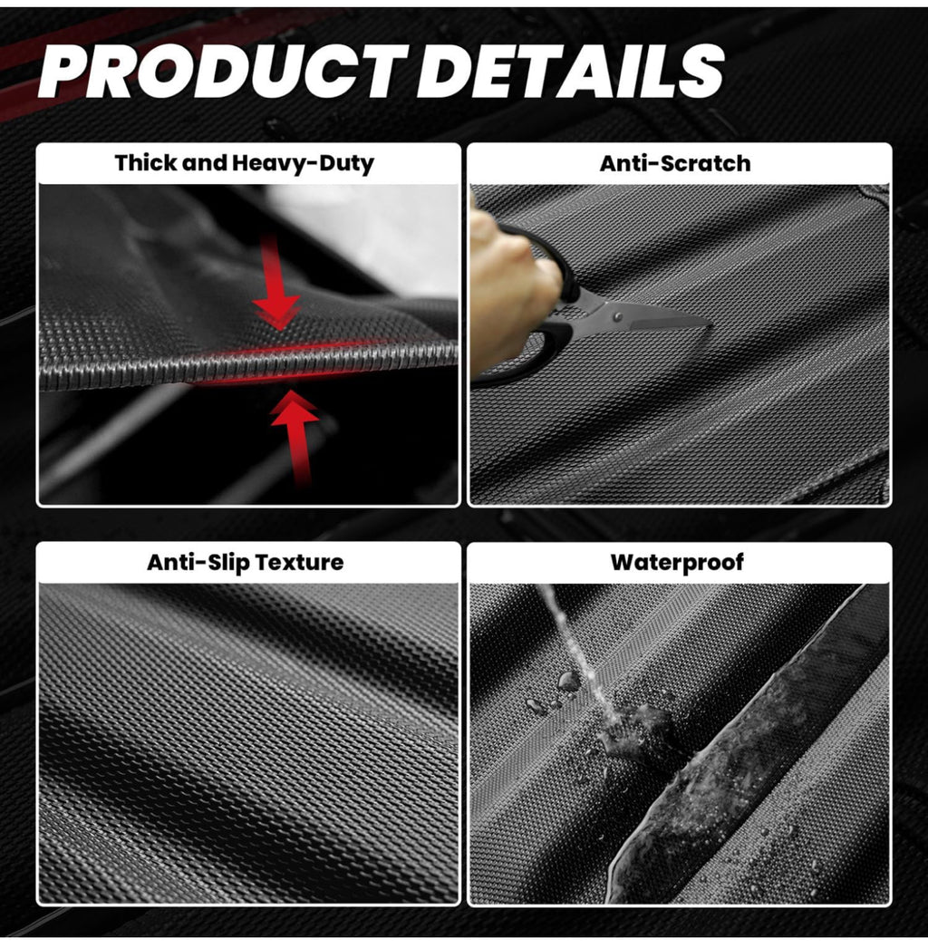 LASFIT Bed Mat for Toyota Tacoma 2024 2025 Truck Bed (6ft,6'Bed), All Weather 6 ft Car Bed Liner for Toyota Tacoma Accessories, TPE Heavy Duty Trunk Mat&Cargo Liner, Black