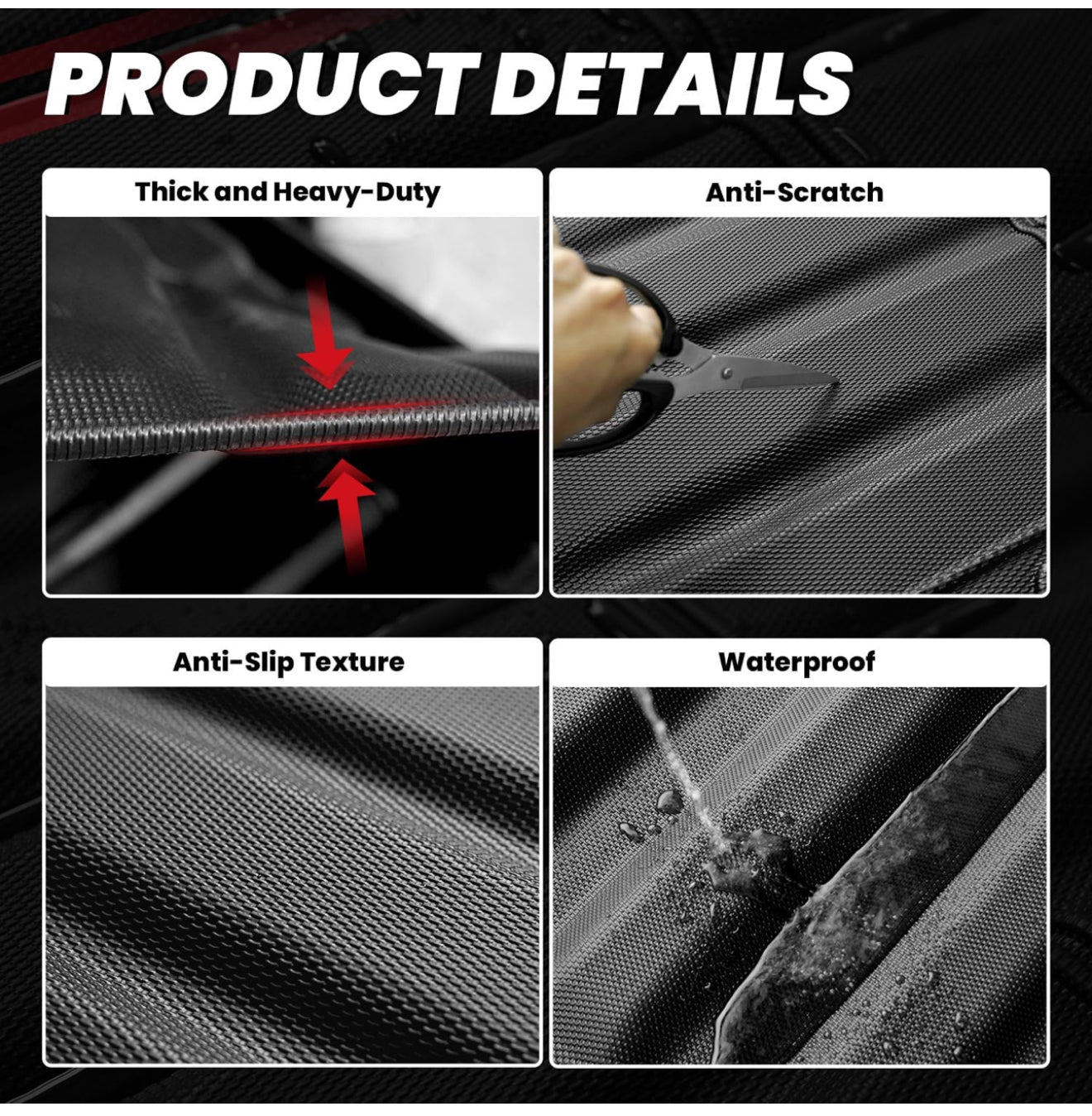 LASFIT Bed Mat for Toyota Tacoma 2024 2025 Truck Bed (6ft,6'Bed), All Weather 6 ft Car Bed Liner for Toyota Tacoma Accessories, TPE Heavy Duty Trunk Mat&Cargo Liner, Black