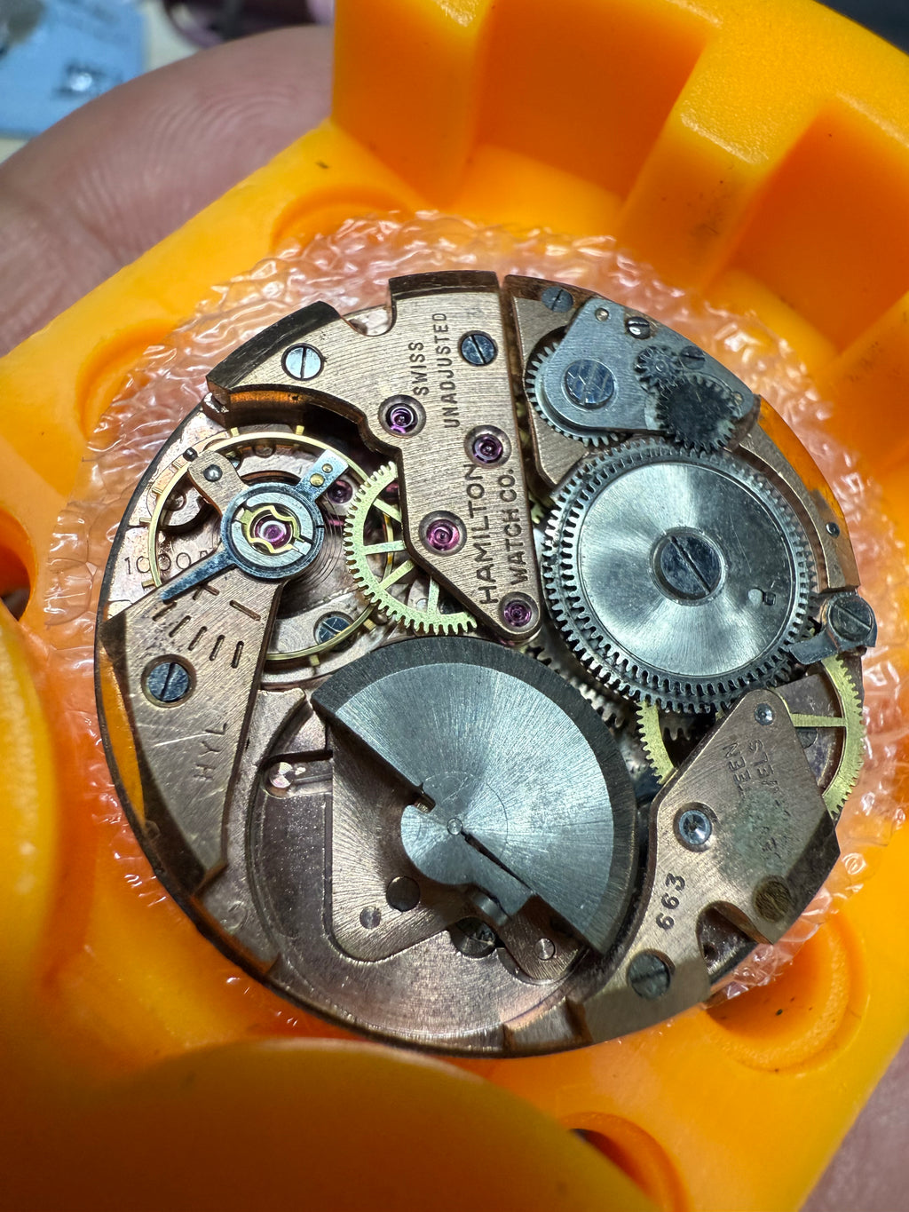 M# 1417 hamilton Thinomatic movemnet only with dial and hands working