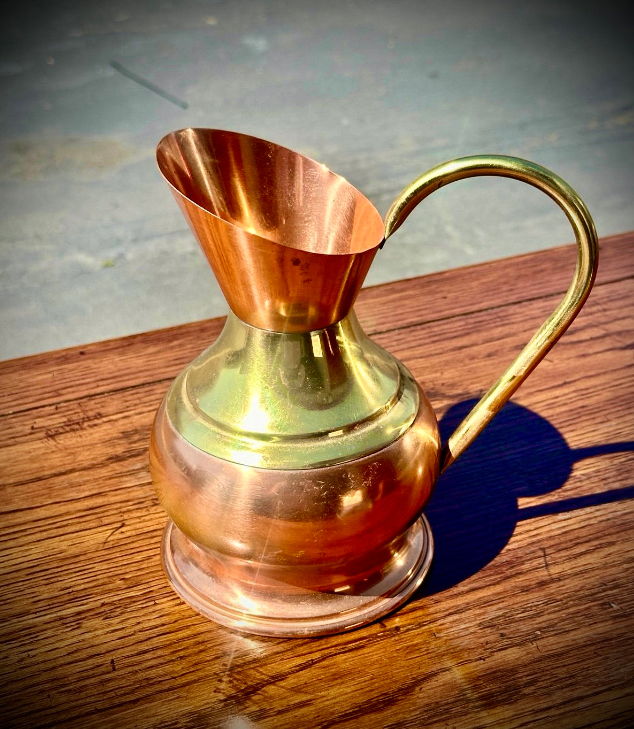 Vintage Copper Pitcher with Brass handle unique and rare design