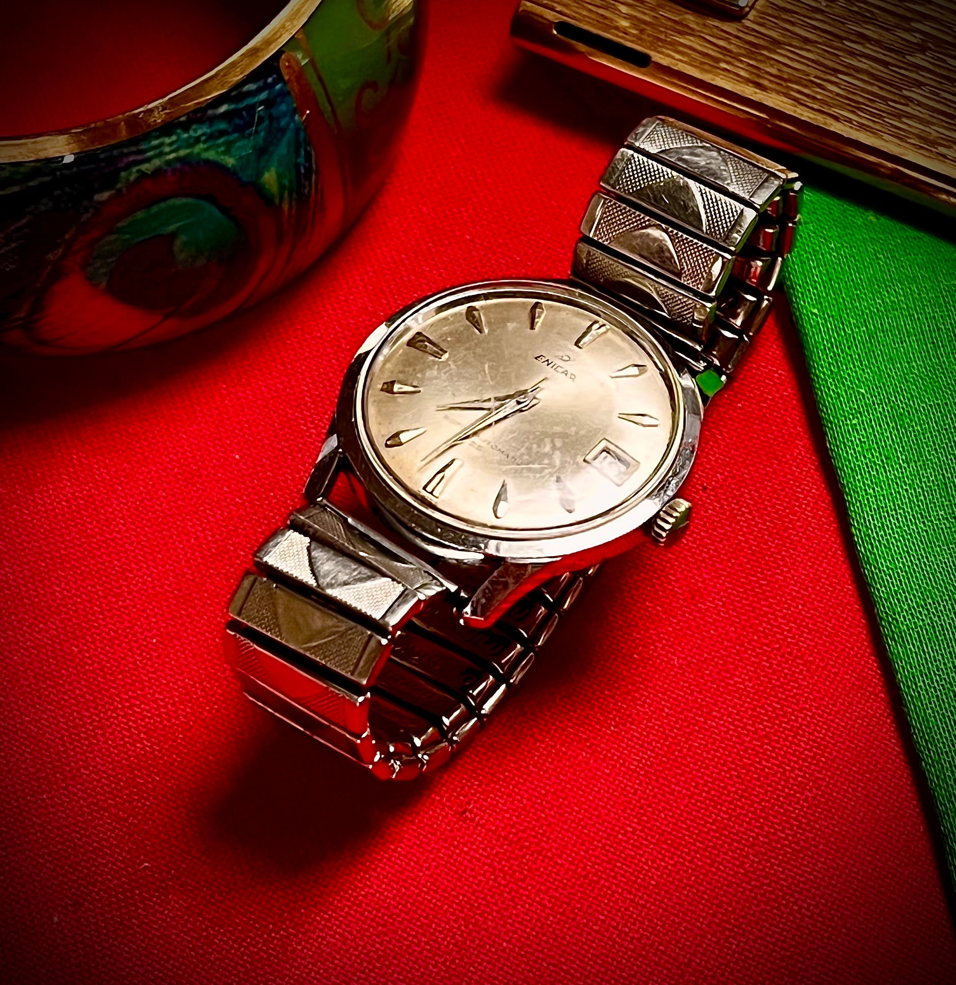 #212 Vintage Enicar Ultrasonic Automatic 25 Jewel Swiss Watch Ref 125/001 Signed Crown