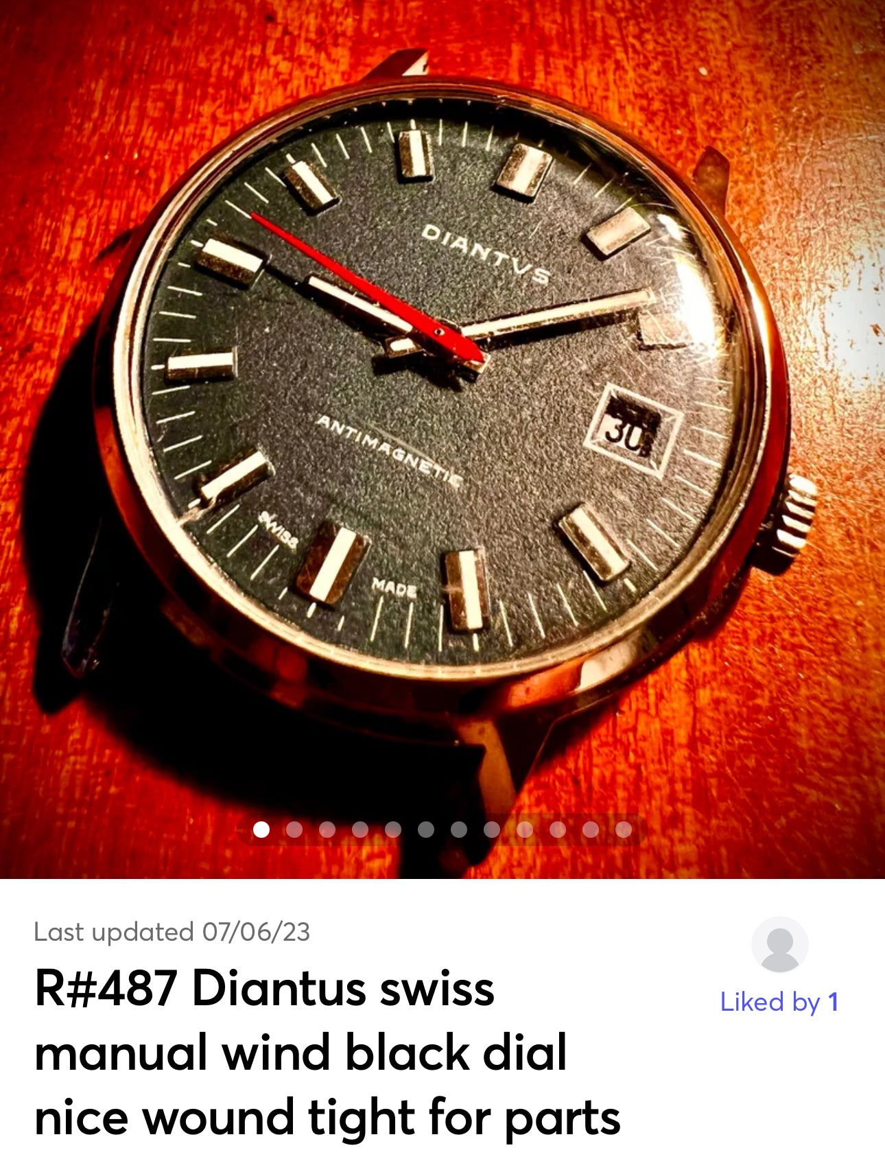 R#487 Diantus swiss made manual wind wound right balance is free for parts or not working