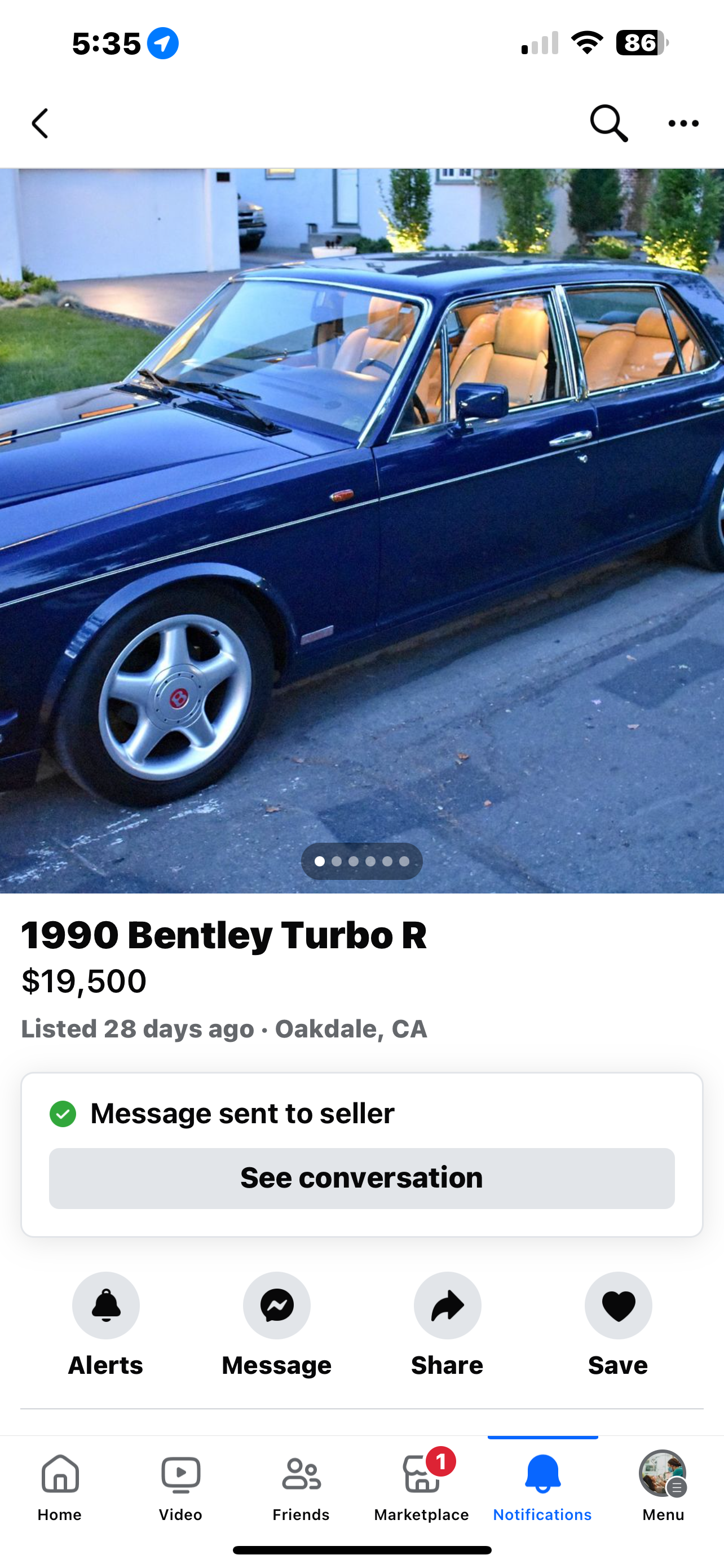 Sample 1990 Bentley Turbo R Rolls Royce face book by Glen go see modesto Costco