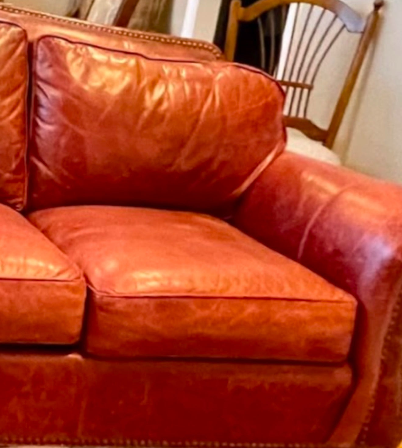 Ethan Allen Soft Leather Beautiful Tan Color couch Sofa New Local pick up only in 95363