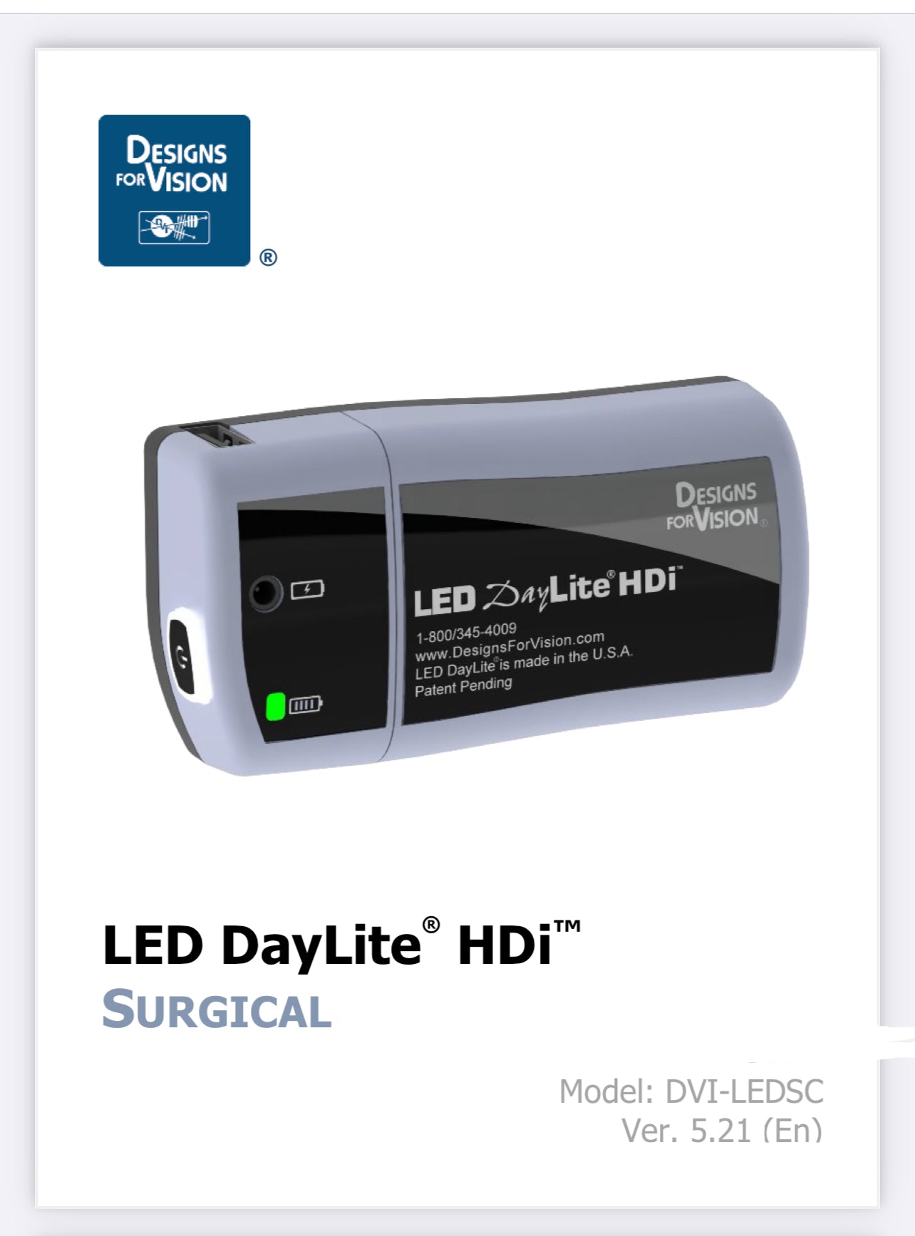 New #001 complete Design for vision LED DayLite' HDi™ Dental surgical light system with Two battery modules 3 years warranty