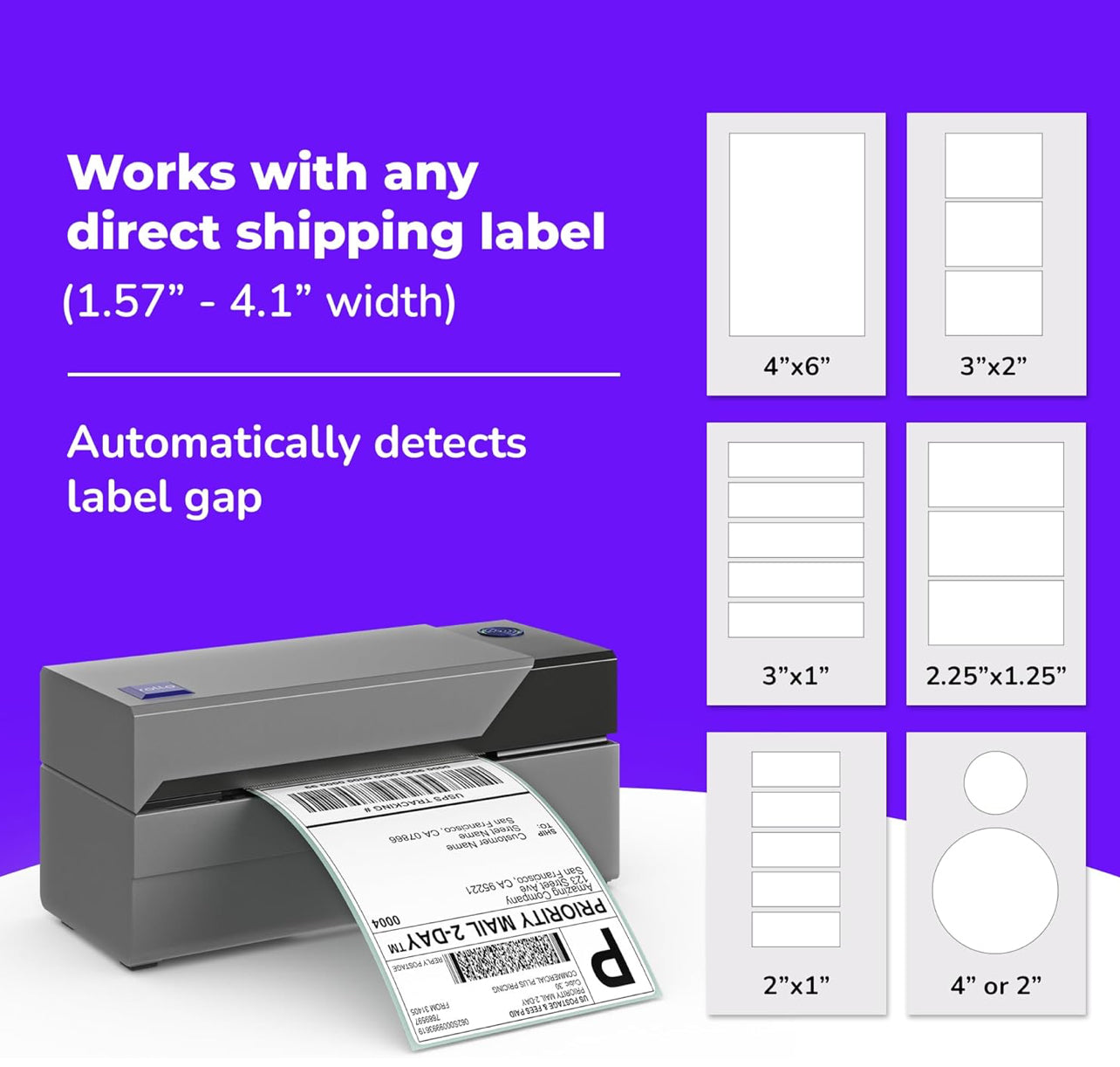 Rollo Shipping Label Printer - Commercial Grade Direct Thermal High Speed Shipping Printer – Compatible with ShipStation- Barcode Printer - 4x6 Printer