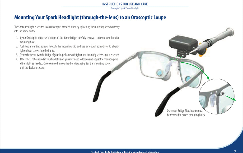 Orascoptic Spark Wireless LED Loupe headlight System 3 yrs limited Warranty