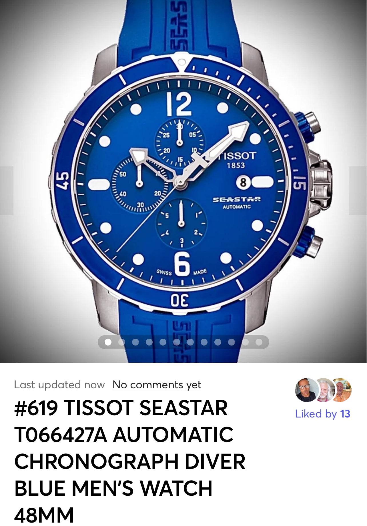 #619 TISSOT SEASTAR T066427A AUTOMATIC CHRONOGRAPH DIVER BLUE MEN'S WATCH 48MM