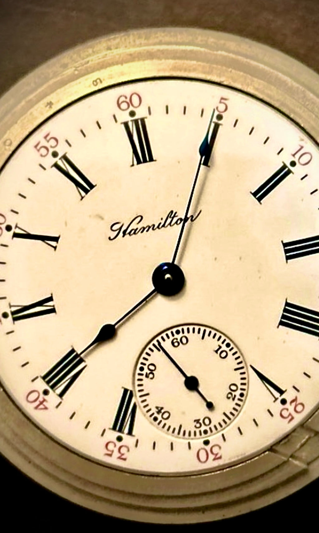 R#1417 Antique 1908 Hamilton pocket watch, adjusted movement rail road accuracy grade 974 serial number 660062 Nickel Silver Lancaster Pensilvania case no 0338048