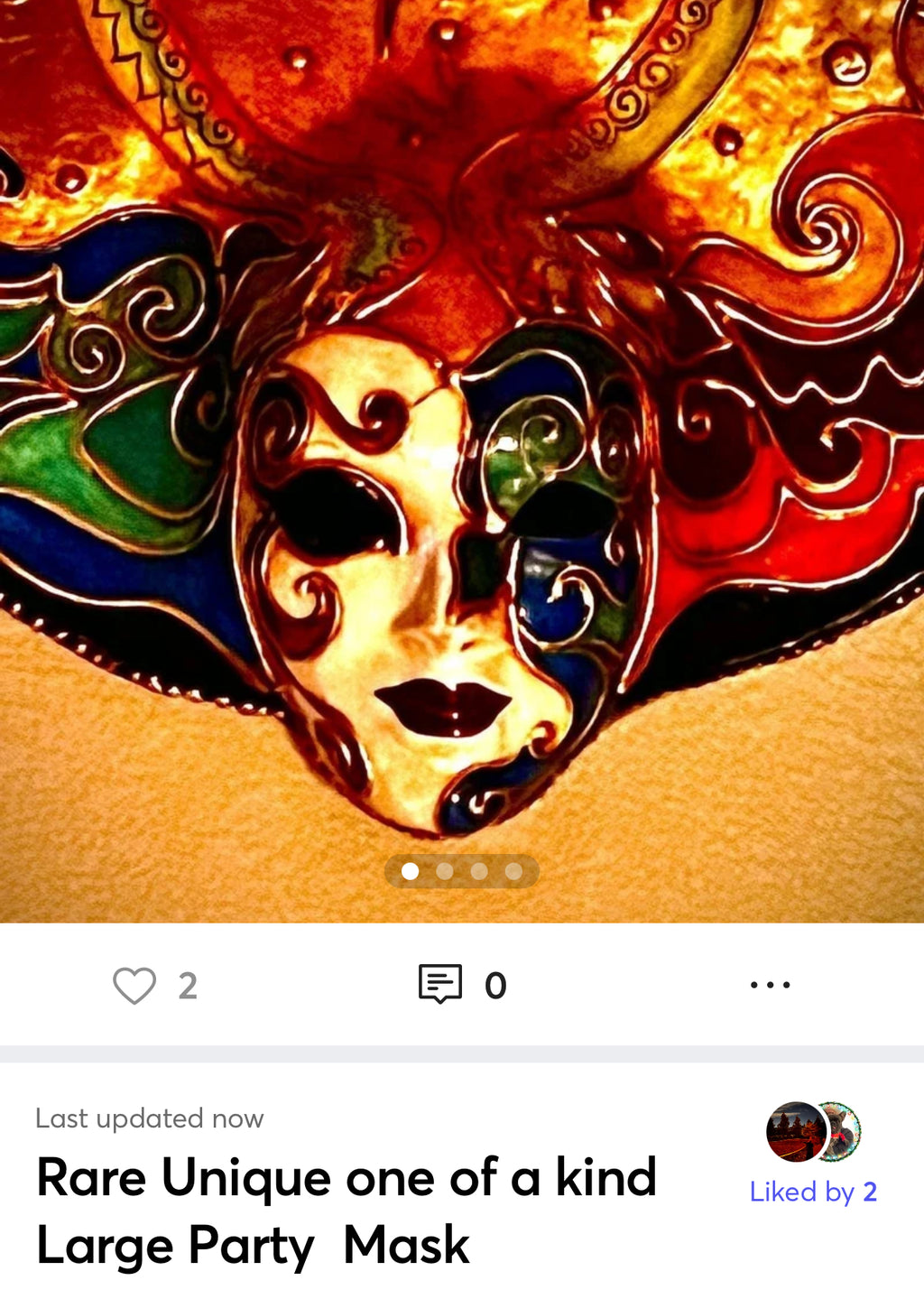Rare Unique one of a kind Large Party  Mask