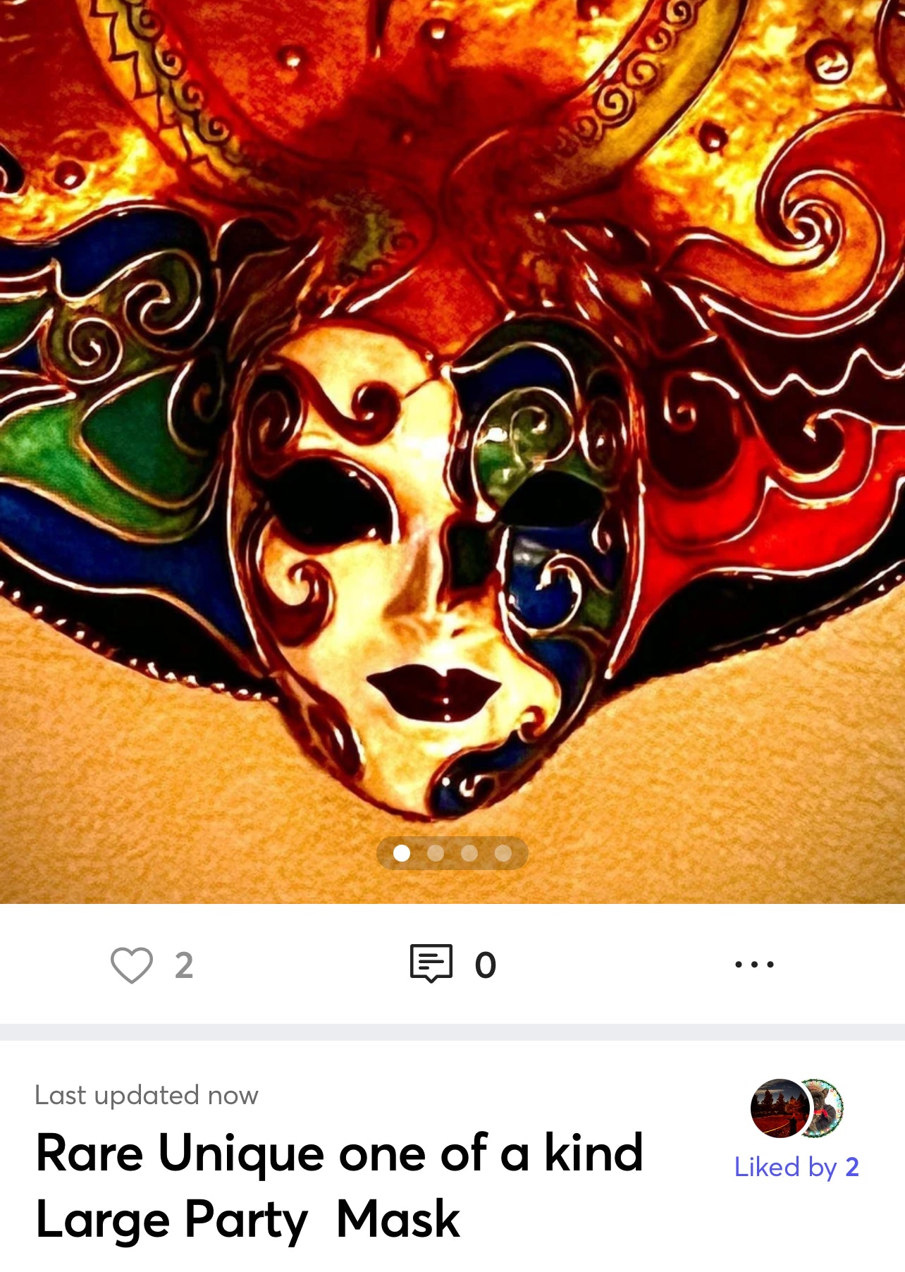 Rare Unique one of a kind Large Party  Mask