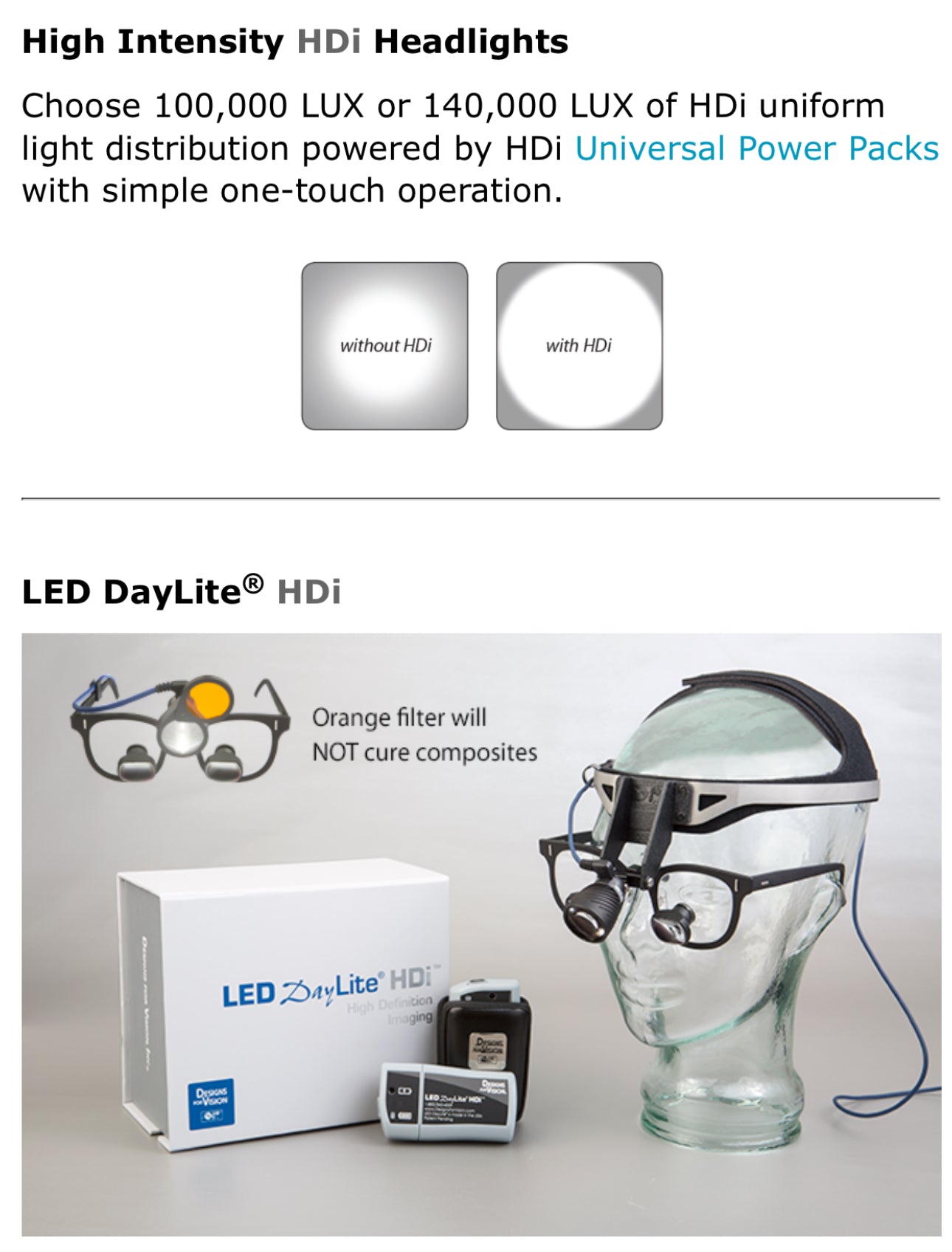 Design for vision LED DayLite' HDi™ Dental High Density100,000. Lux 140000 Lux