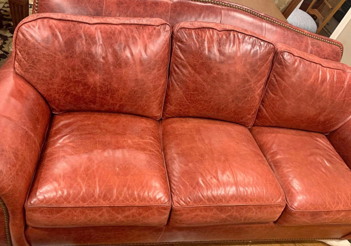 Ethan Allen Soft Leather Beautiful Tan Color couch Sofa New Local pick up only in 95363