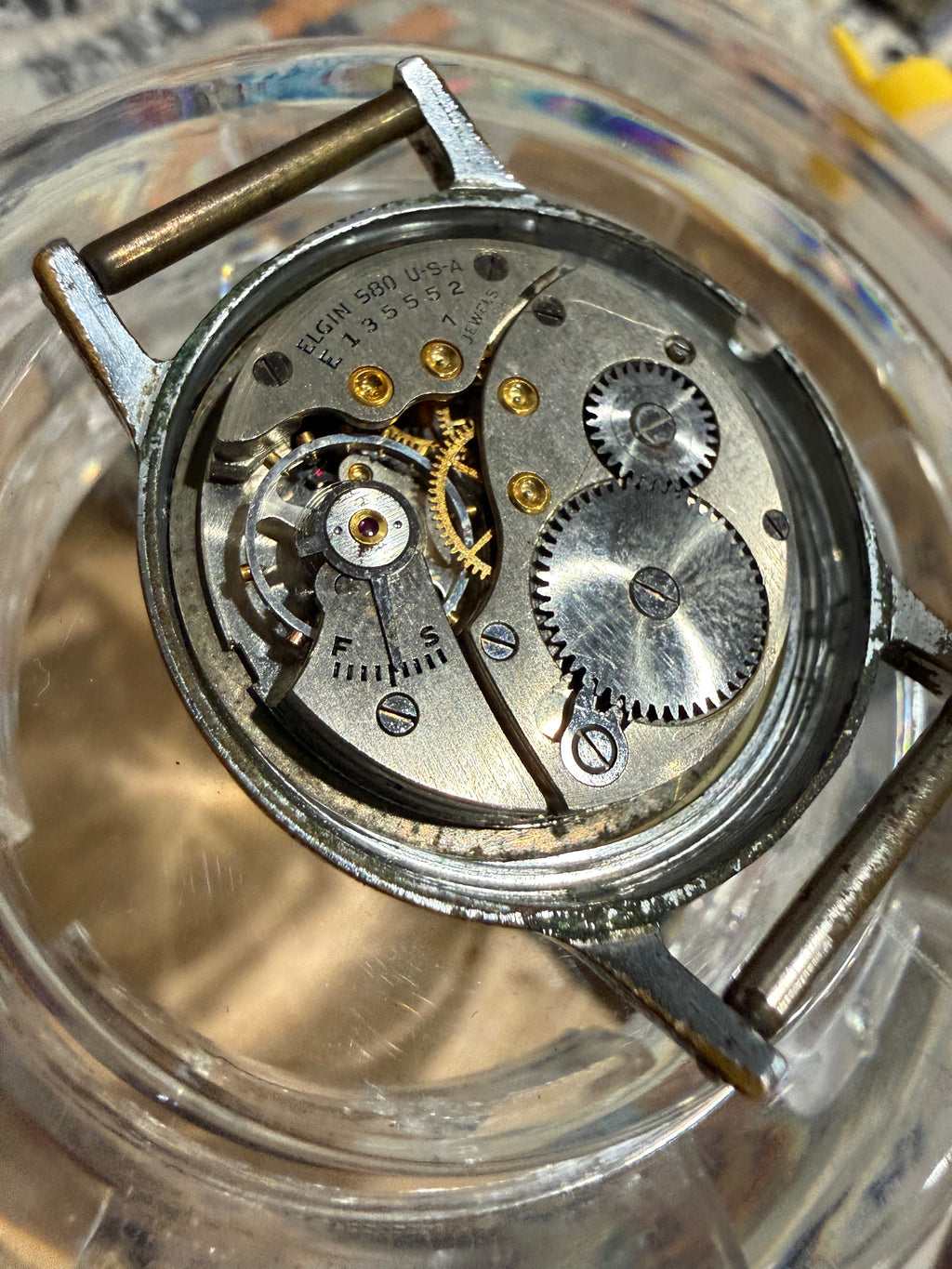 #1429 WWII U.S. MILITARY ELGIN GRADE 580 FIELD WATCH — 17 JEWELS — SERVICED & WORKING