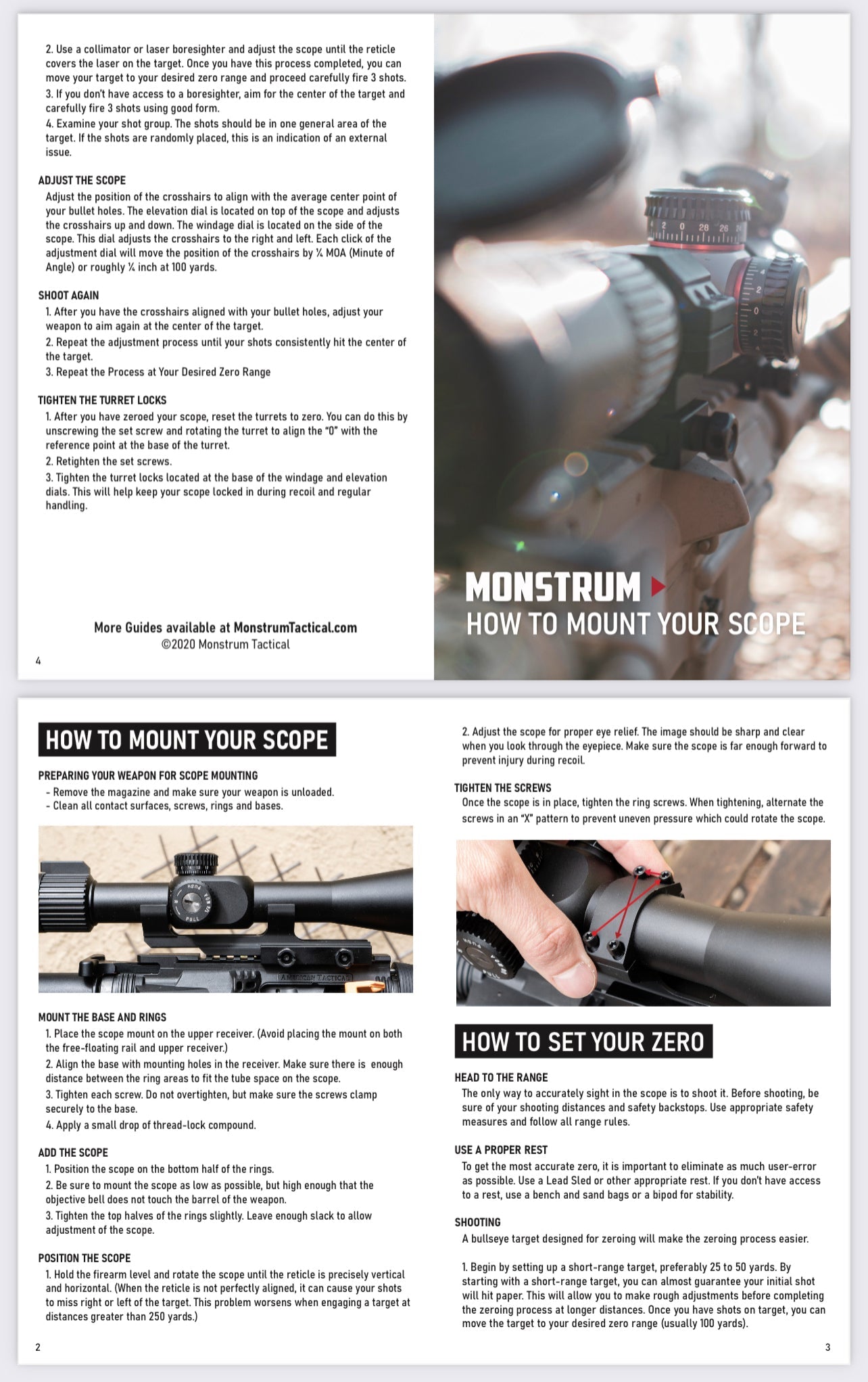 Monstrum G3 6-24x50 First Focal Plane FFP Rifle Scope with Illuminated MOA Reticle and Adjustable Objective