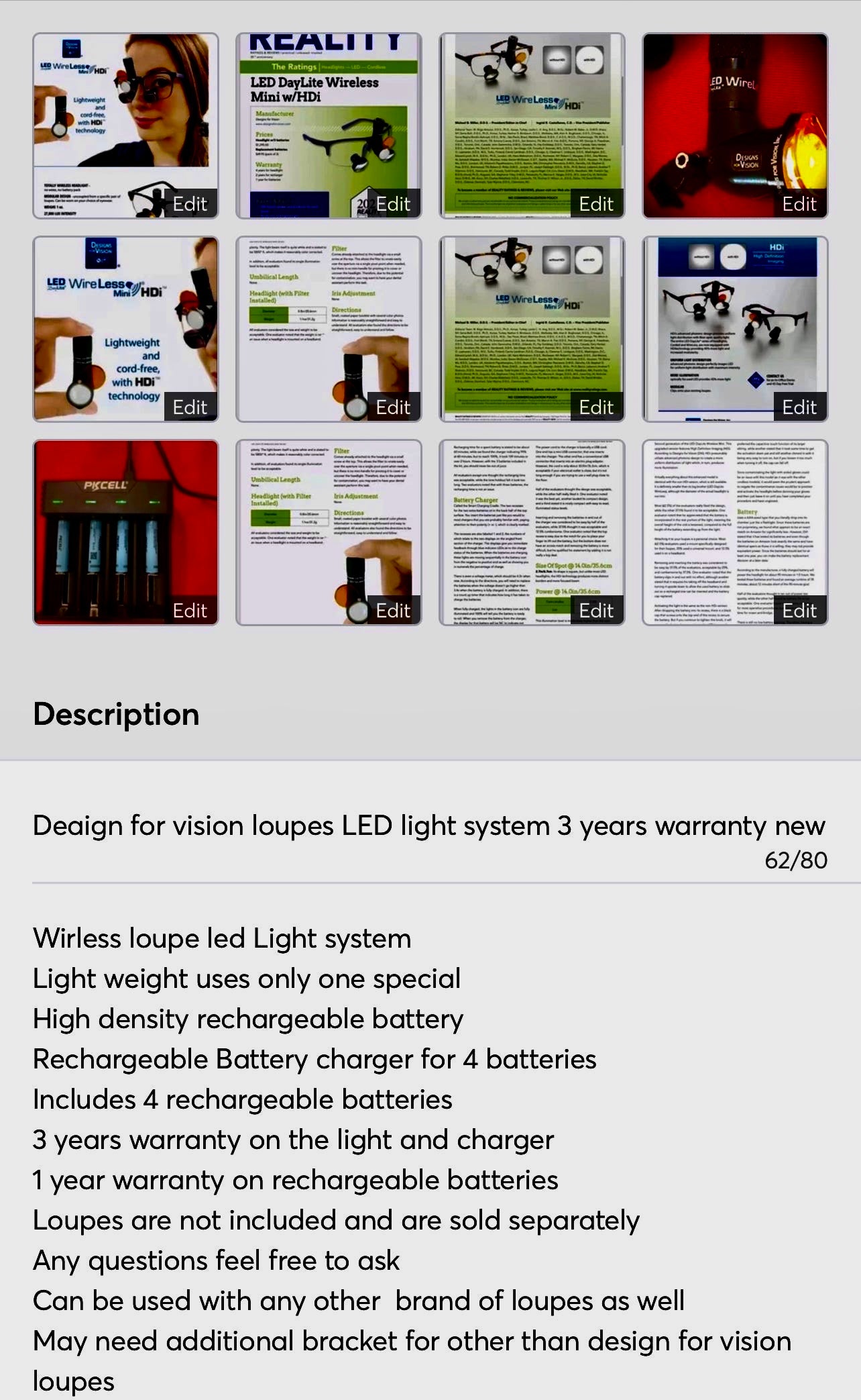 Designs for Vision wireless LED Headlight Daylight For DDS, O.S, hygenist 4years warranty