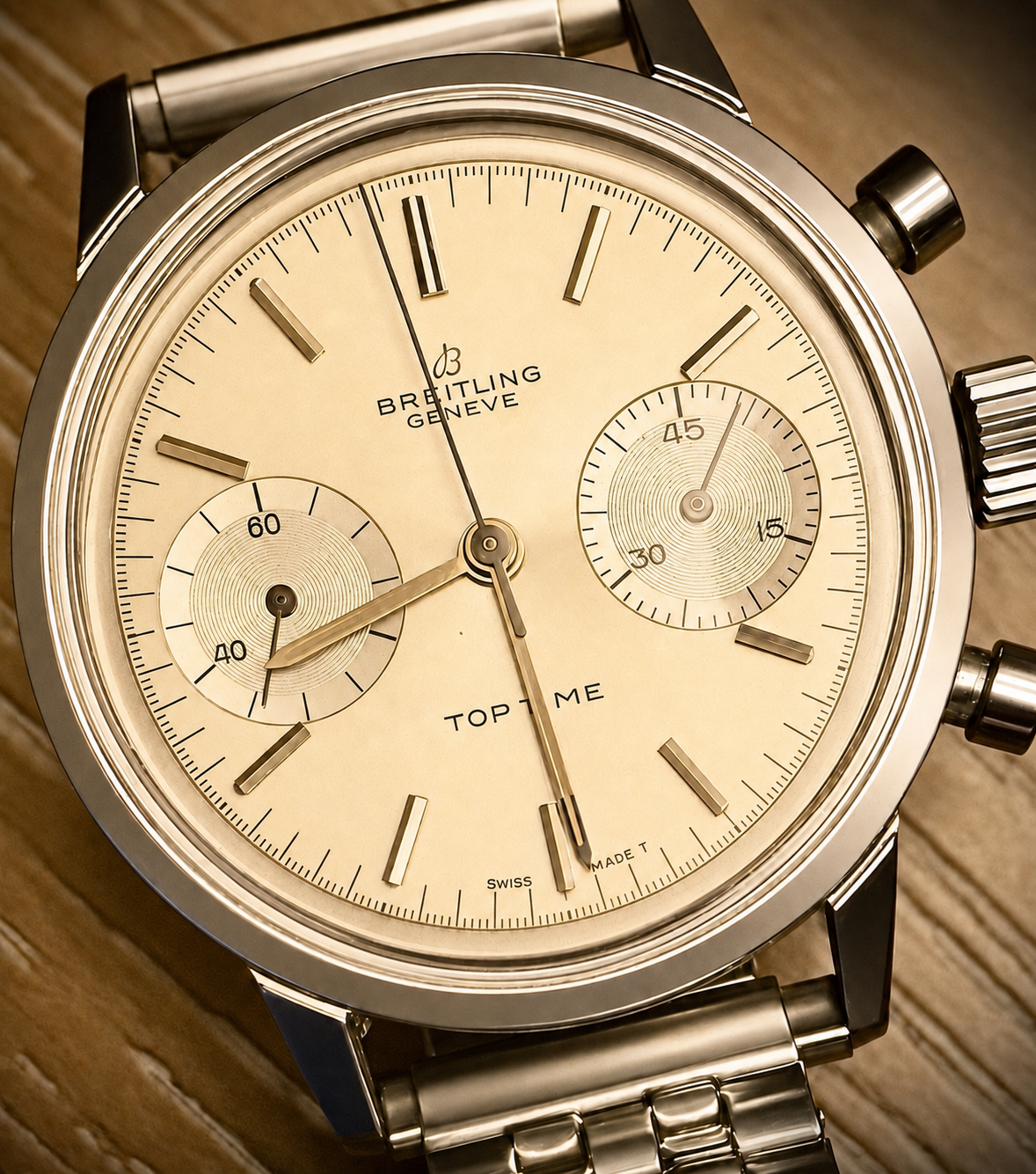 #1374 Vintage Breitling Top Time Ref. 2002 Chronograph – Swiss Manual Wind – Silver Dial – 1960s