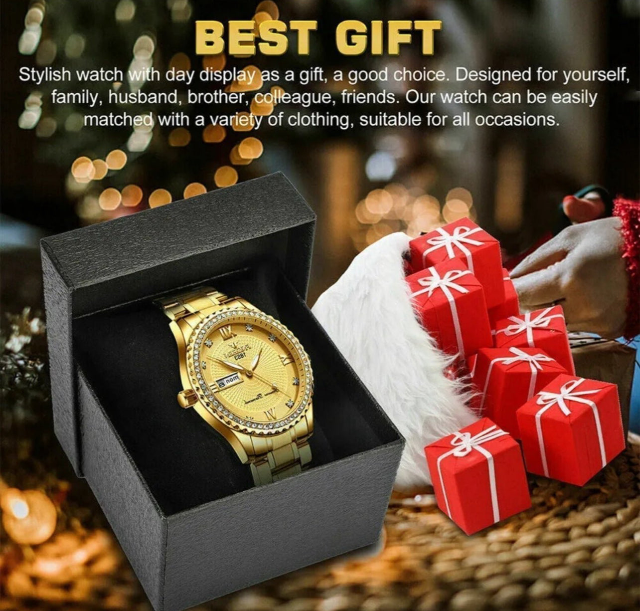 #1042 Waterproof Gold-plated Men's Watch Classic Stainless Steel beautiful