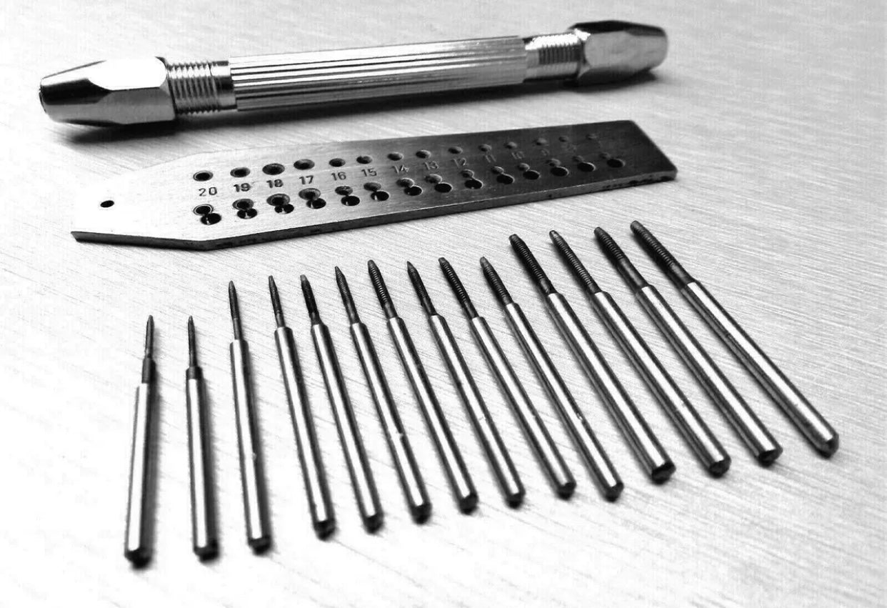 Mini Tap and Die Set 14 Taps & Screwplate & Pin Vise Set 0.7-2mm Jewelry Making