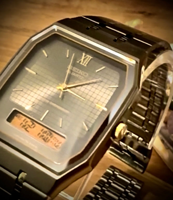 #1390 New Seiko H601-5109 Watch day date 12Hr -24Hr time setting Alarm Seiko