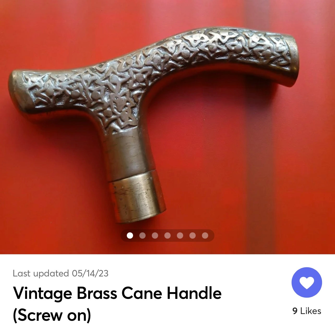 Vintage Brass Floral Ornated Walking cane handle