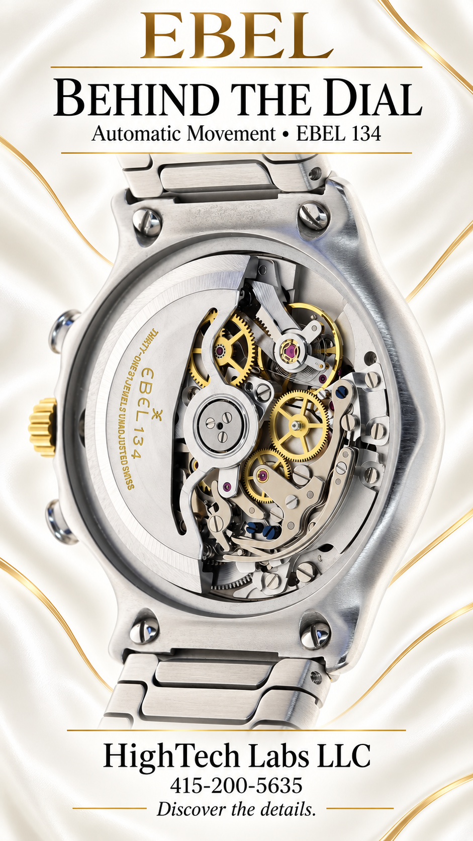 Ebel Primo Zenith 400 Steel Gold 2000s 18K Gold / Steel inv #730