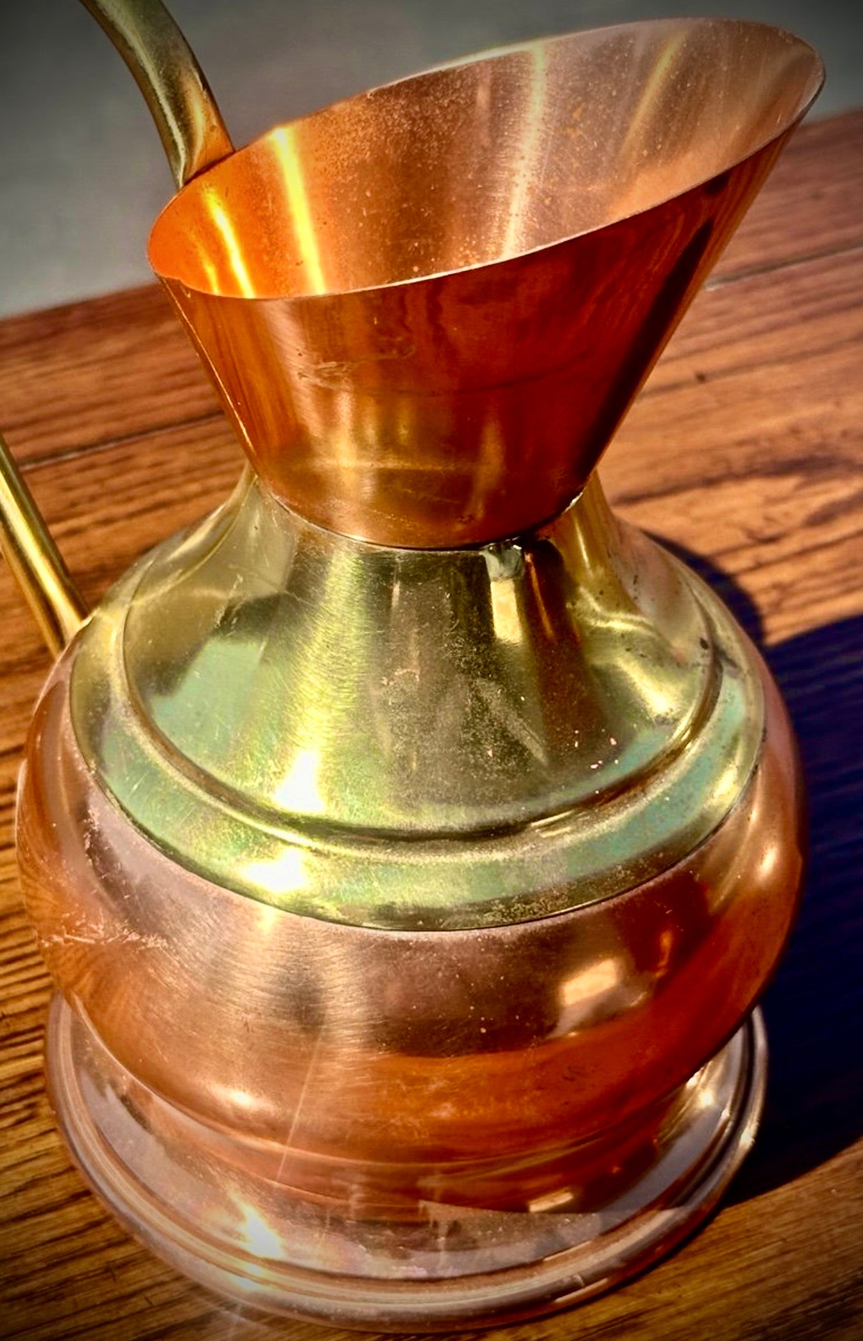 Vintage Copper Pitcher with Brass handle unique and rare design