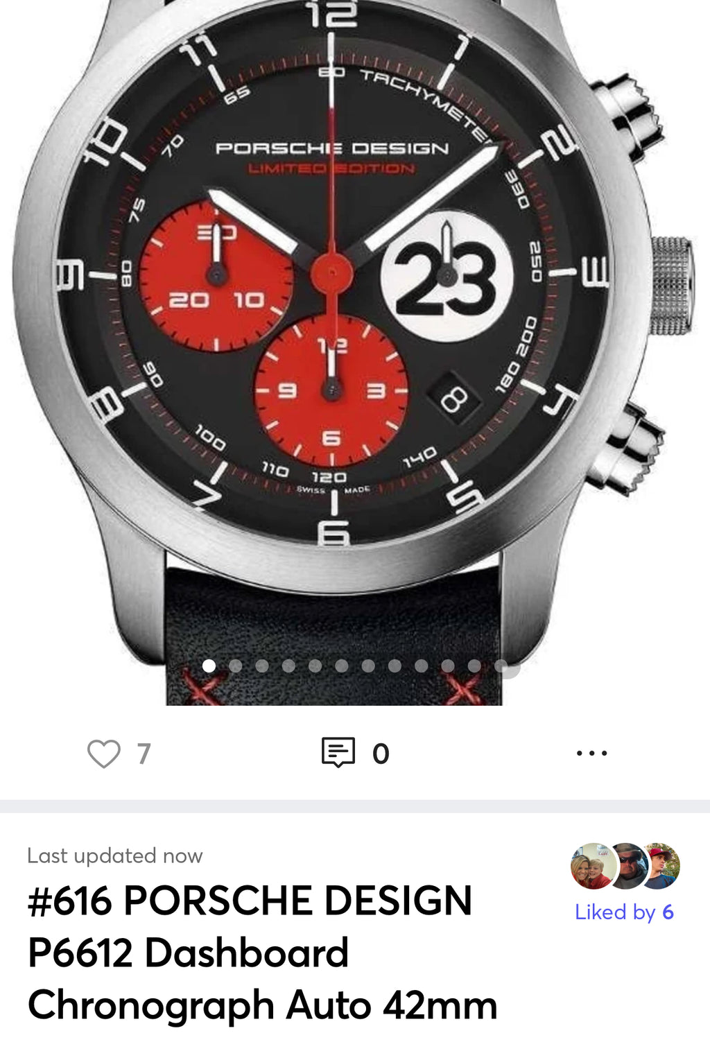 #616 Porsche Design P6612 Dashboard Chronograph Limited Edition Titanium Swiss Automatic case 42mm Lugs 22mmHighly Collectable Titanium watch car 23 winner of 1970 Lemont