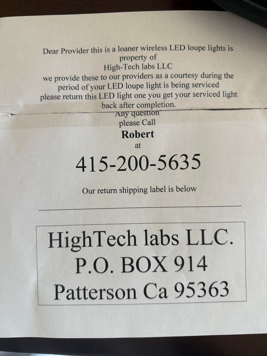 Reserved Loaner Wirless LED loupe light system dual Wireless batteries with intensity  control for Dr. James Murphy 44 E 67th St New York, NY 10065-6135 shipped