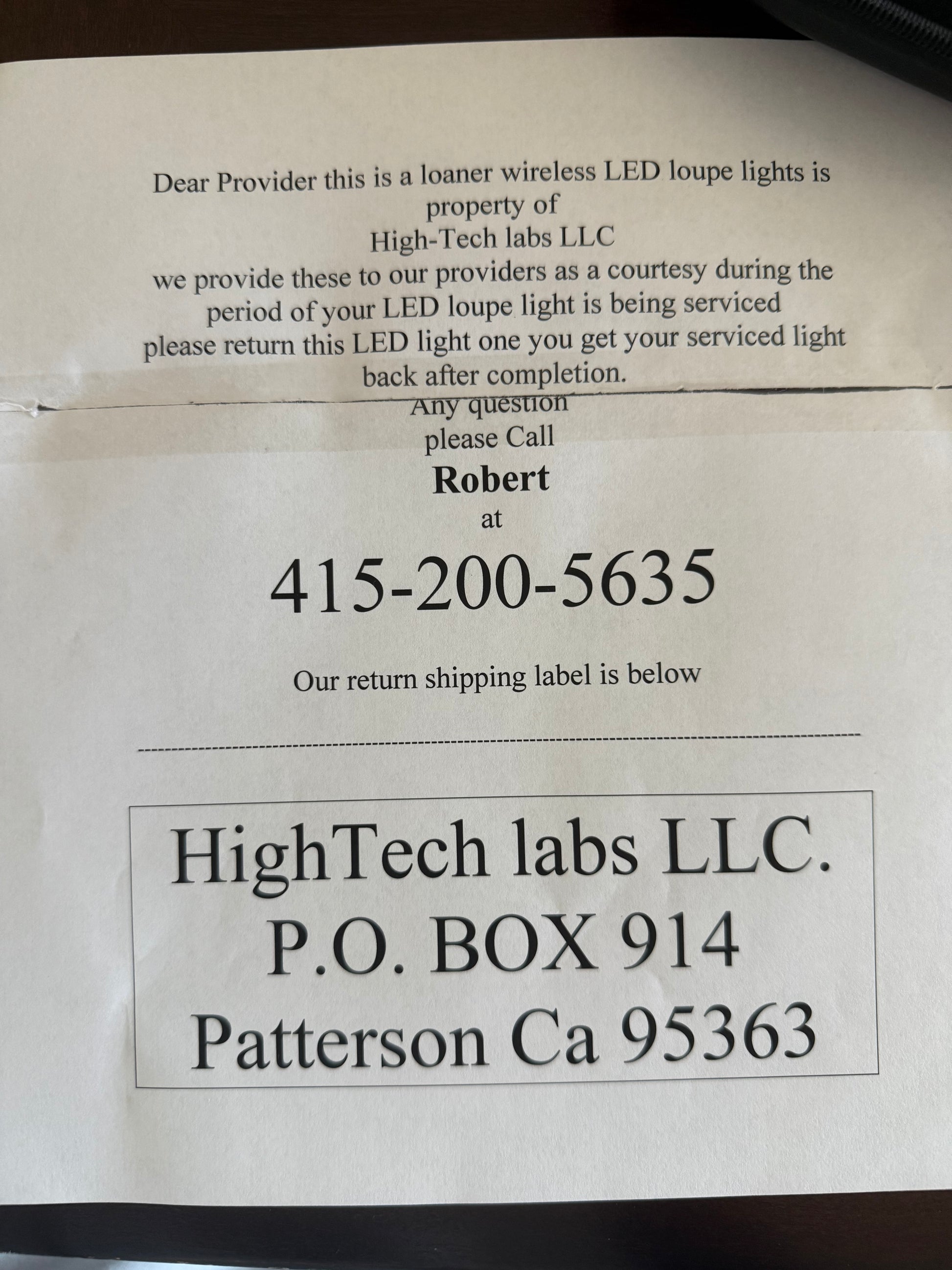Reserved Loaner Wirless LED loupe light system dual Wireless batteries with intensity  control for Dr. James Murphy 44 E 67th St New York, NY 10065-6135 shipped