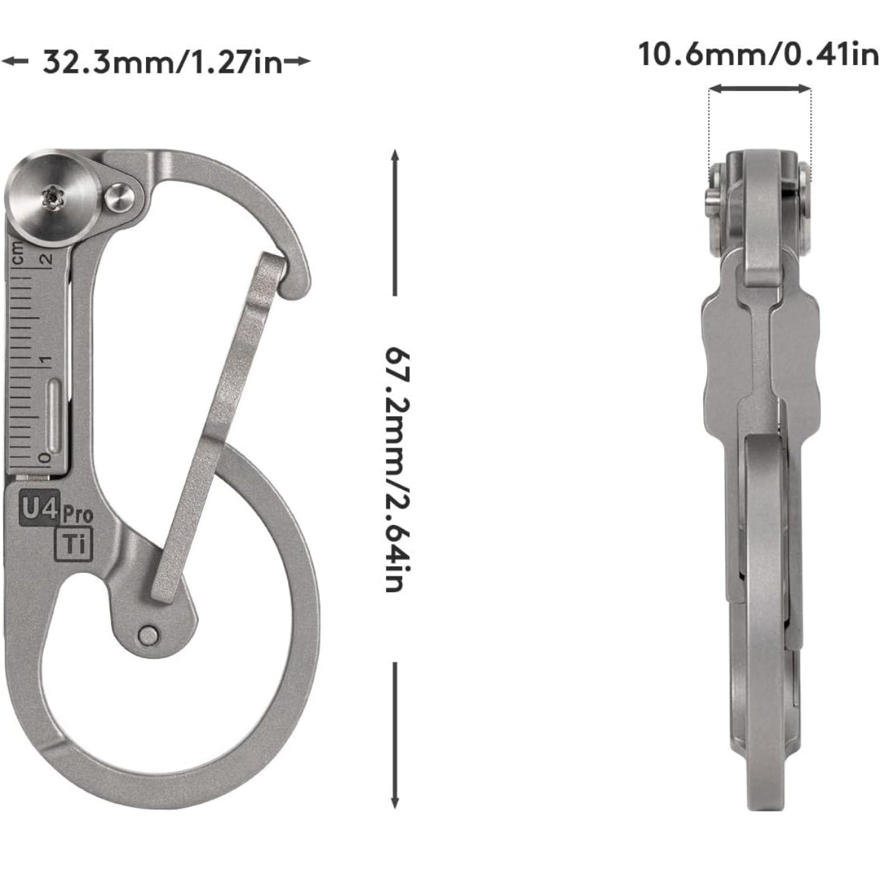 RovyVon U4 Pro+ Plus Titanium Carabiner Clip, Multi Tools Small EDC Carabiner Keychain Hidden Folding Knife and Dual-Bit Screwdriver Set, EDC Gear Gadget for Men Outdoor Daily Carry