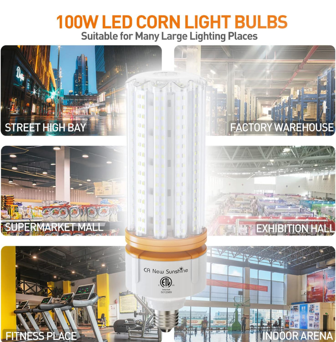 Brand: CA New Sunshine
1000W Equivalent Led Corn Light Bulbs,100W Led Corn Bulb 15000 Lumen, 5000k Daylight White lamp, E26/E39 Medium Mogul Base, Large Area Lights for Outdoor Indoor Garage Warehouse High Bay Lighting