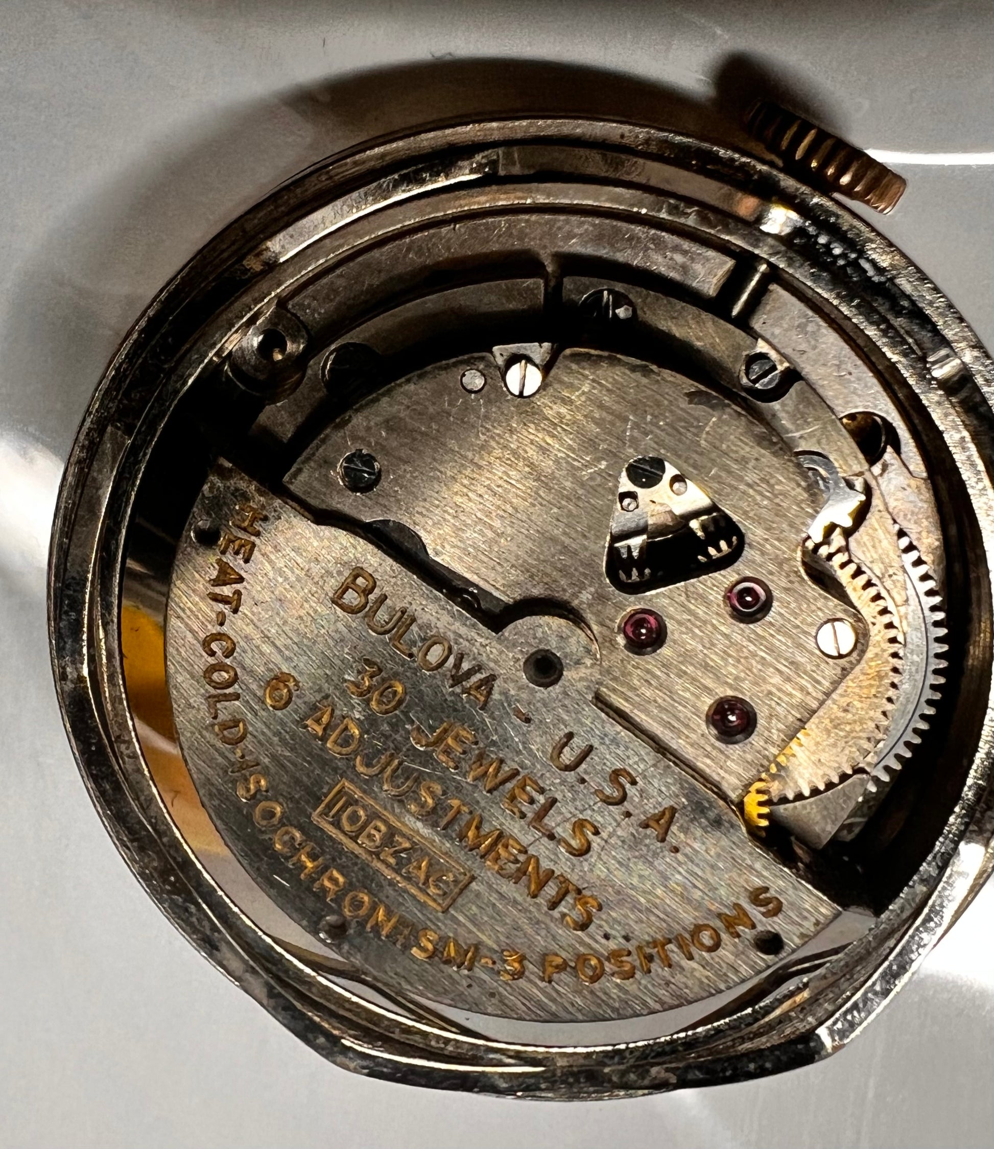 #365M Vintage BULOVA cal 10 BZAC selfwinding wrist watch movemnet for Parts or not working