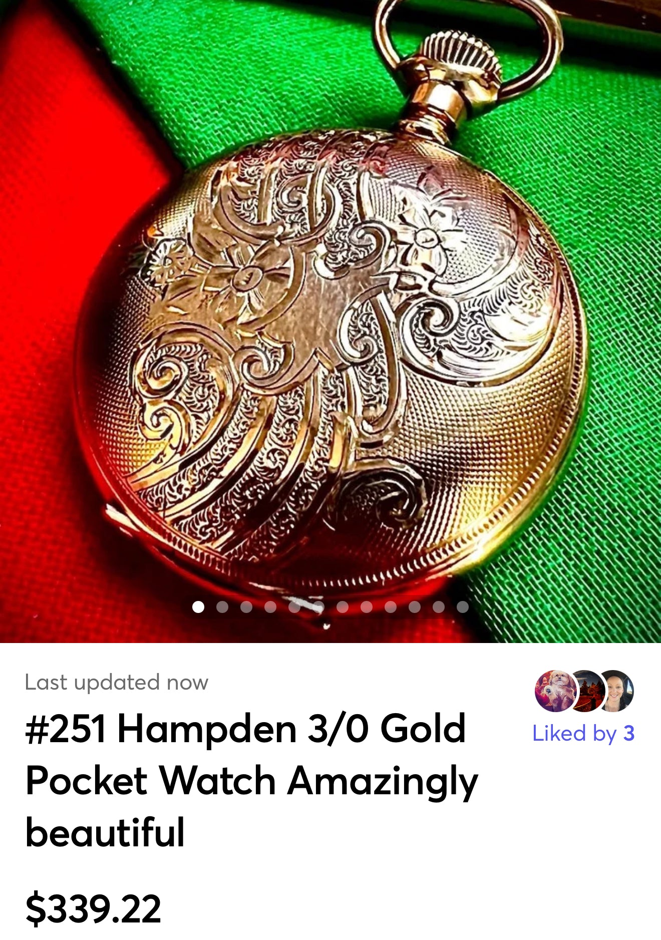 #251 Hampden 3/0 Gold Pocket Watch Amazingly beautiful