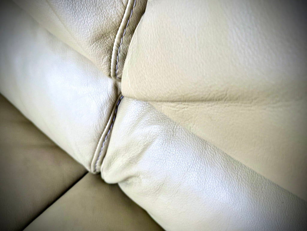 Sofa leather two 3 quater seater  Italian Leather Beige color couch