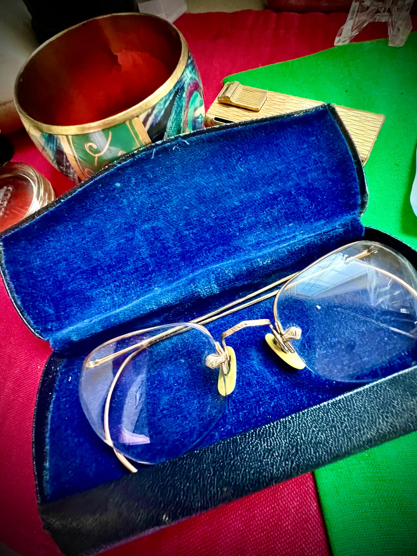 #385-A ANTIQUE 1/10-12K GF PRESCRIPTION EYE GLASSES GOLD FILLED WITH ORIGINAL CASE young adult unisex