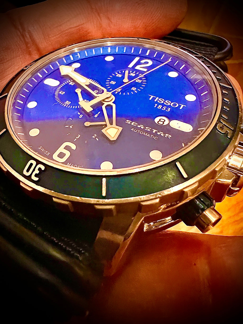 #619 TISSOT SEASTAR T066427A AUTOMATIC CHRONOGRAPH DIVER BLUE MEN'S WATCH 48MM