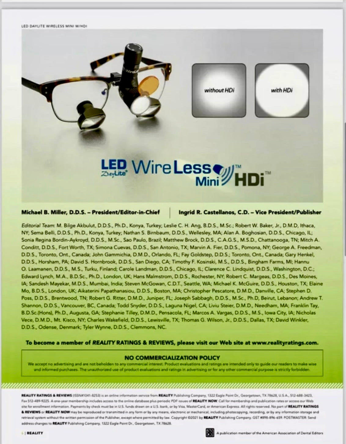 Designs for Vision wireless LED Headlight Daylight For DDS, O.S, hygenist 4years warranty