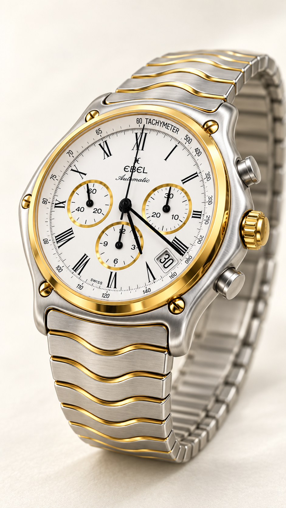 Ebel Primo Zenith 400 Steel Gold 2000s 18K Gold / Steel inv #730