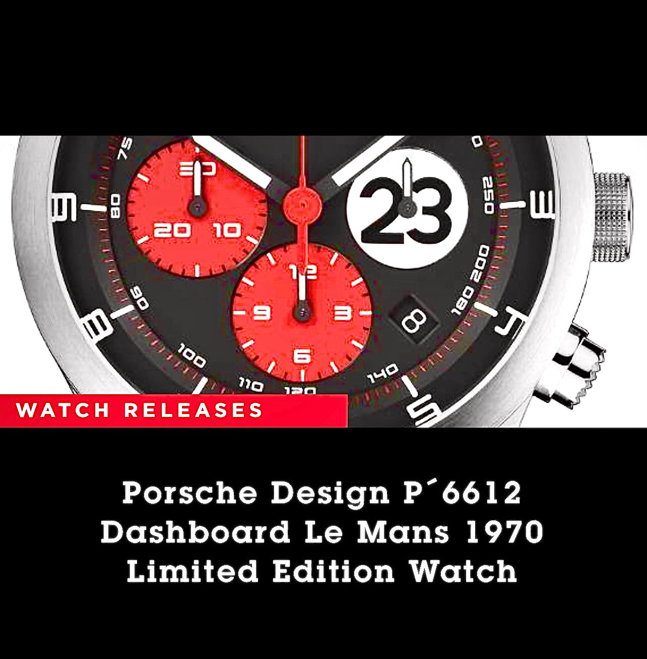 #616 PORSCHE DESIGN P6612 Dashboard Chronograph Auto case 42mm Lugs 22mmHighly Collectable Titanium watch car 23 winner of 1970 Lemont