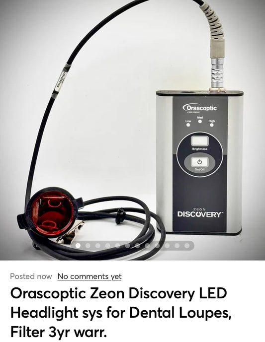 #003DIS63105190 Orascoptic Zeon Discovery LED Headlight sys for surgical Loupes, Filter 3yr warr