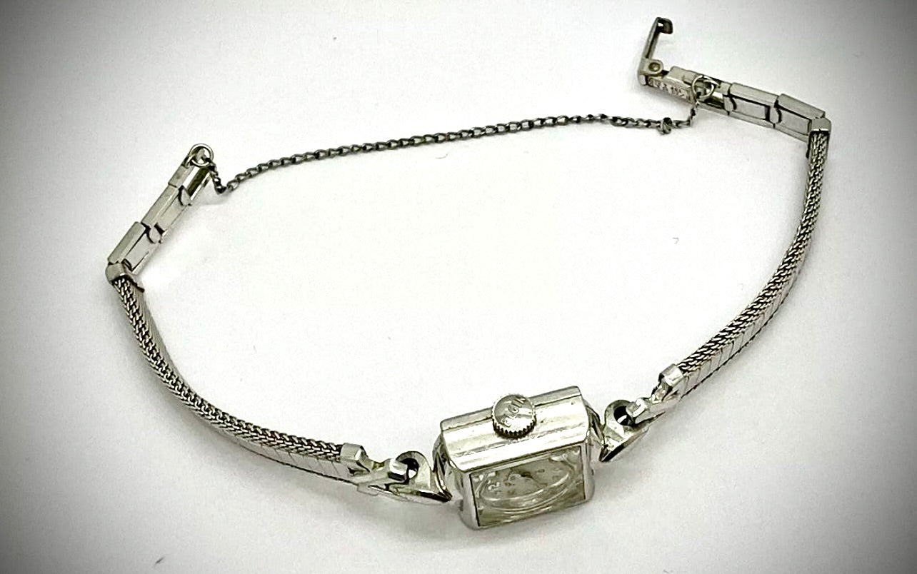 #943 LADY ELGIN WATCH VINTAGE 740 23 JEWELS 10K White Gold Filled serviced