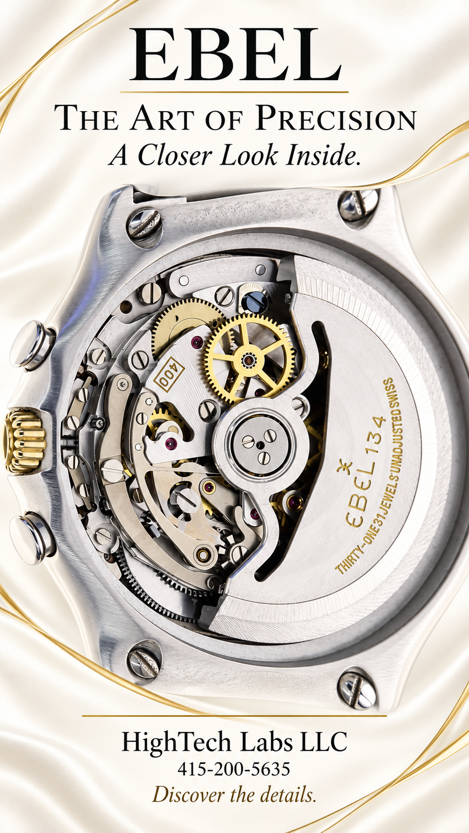 Ebel Primo Zenith 400 Steel Gold 2000s 18K Gold / Steel inv #730